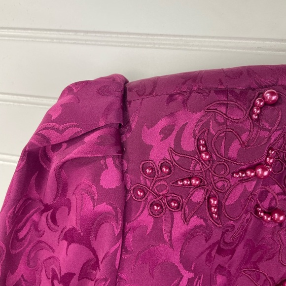 In The Mood Fuchsia Floral Beaded Special Occasion Blazer 10 Women’s GUC - Picture 5 of 11